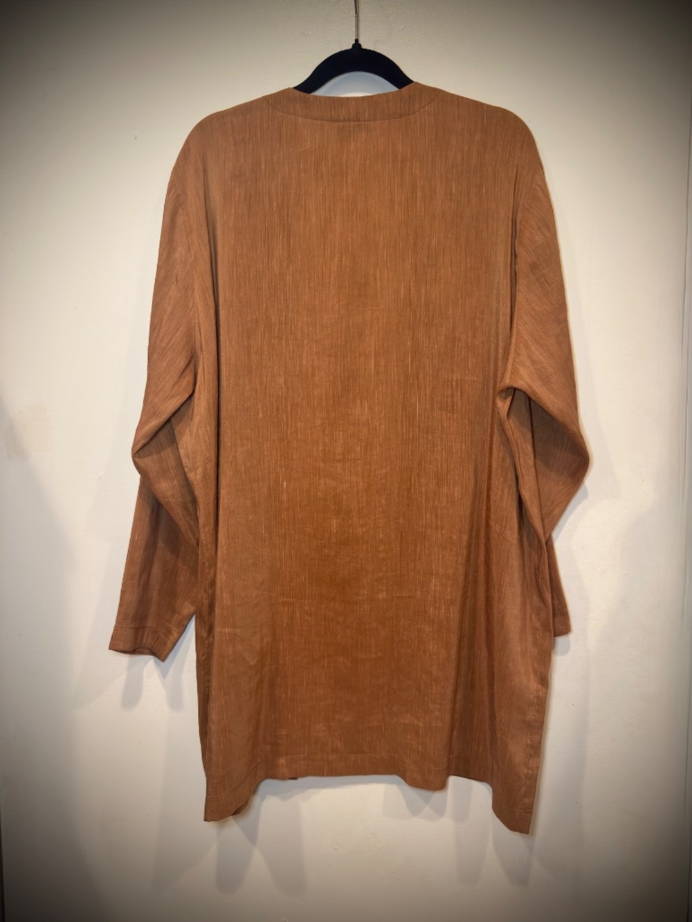 Hemp Silk Open Front Robe Jacket Rust M/L - Picture 2 of 5